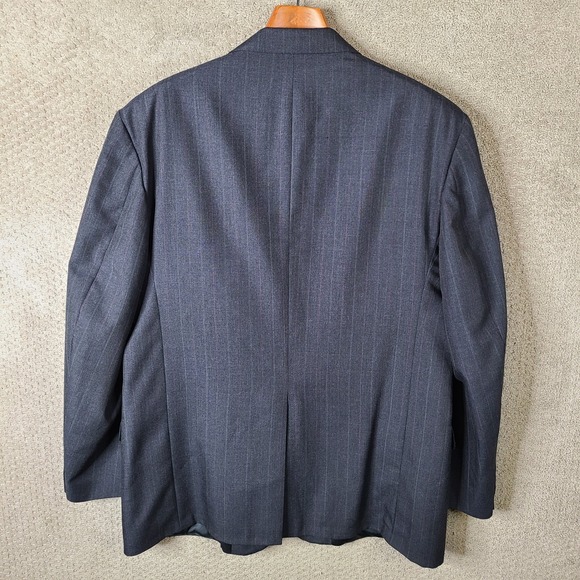 Vintage Sutter & Grant Jacket Men 48L Gray Striped Blazer 2 Button Suit Coat USA - Picture 7 of 12